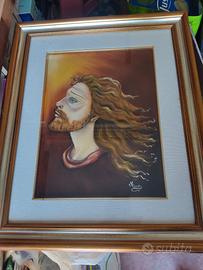 quadro immagine di Cristo dipinto e firmato