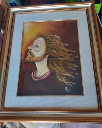 quadro immagine di Cristo dipinto e firmato