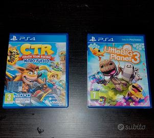giochi per Ps4 CTR e Little Big Planet 3