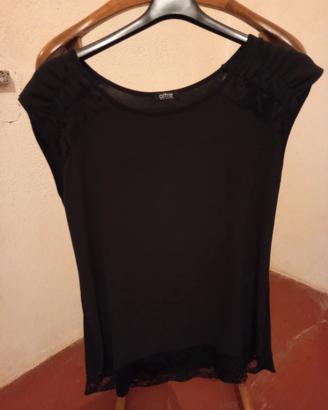 Top nero smanicato, Donna