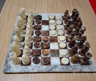 Scacchiera in marmo Vintage Scacchi e Dama