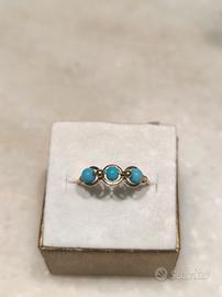 Anello in argento con pietre in pasta di turchese 