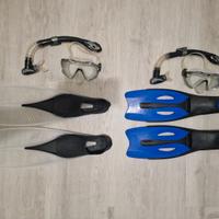 Kit completo snorkeling pinne, maschera, boccaglio