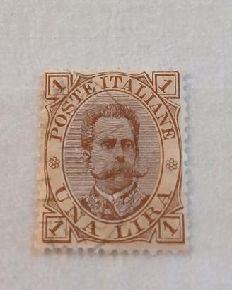 Regno 1889 - Umberto I- 1 lira bruno e giallo