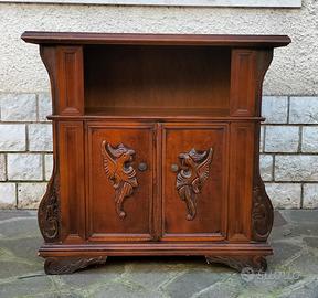 mobiletto in legno vintage con porta riviste 