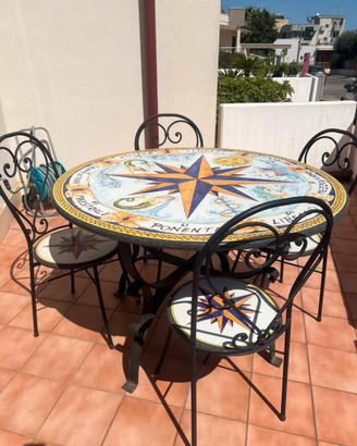 Tavolo da giardino con 4 sedie mosaico