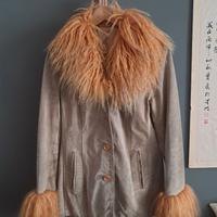 Giacca in Vera Pelle Anni ’90 con Pelliccia mongol