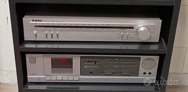 Stereo cassette Akai + tuner radio Tensai