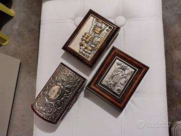 3 porta gioielli legno e argento