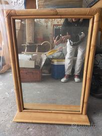 Specchio in giunco con mensola