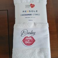 Coppia di asciugamani bianche da bagno Lui/Lei 