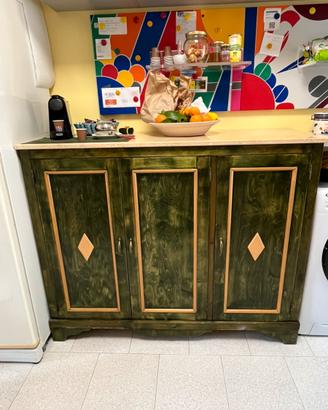 Mobile madia legno artigianale con piano in marmo