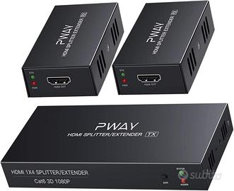 1X2 Splitter HDMI Extender Over Cat6 Ethernet cavo