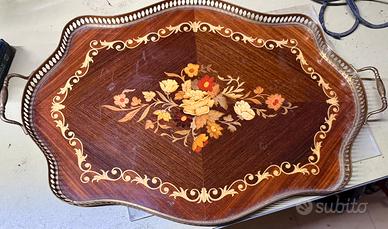 Vassoio legno ottone