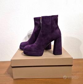Stivaletti con tacco, viola, pelle, Fabi, n.40
