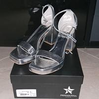 Sandalo argentato con tacco "Primadonna"