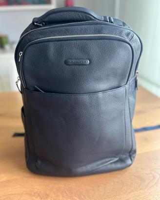 Zaino Piquadro, pelle blu, grande