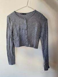 Cardigan corto Zara grigio melange, taglia S.