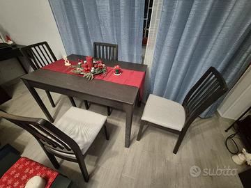 Tavolo marrone, 120 allungabile 180 + sedie.