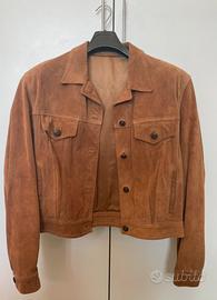 Giacca vintage in camoscio marrone, stile anni ‘70