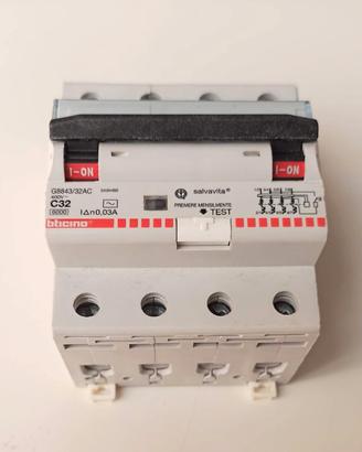 Magnetotermico Differenziale Bticino G8843/32AC 4P