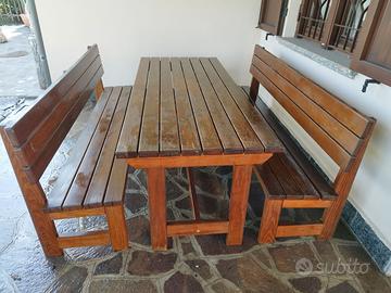 Tavolo per porticati/taverna con 2 panche