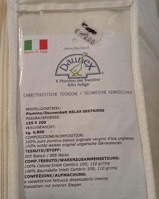 Piumino letto singolo