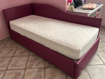 Letto singolo ad angolo con cassettoni