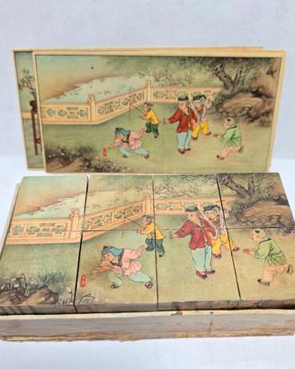 Vecchio gioco puzzle cubi rompicapo figure cinesi