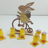 Pulcini e coniglietto in bici