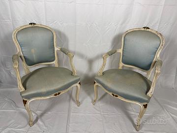 Poltroncine con braccioli stucco e oro primi '800.