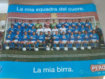 VECCHIO POSTER SQUADRA CALCIO NAPOLI VINTAGE '90