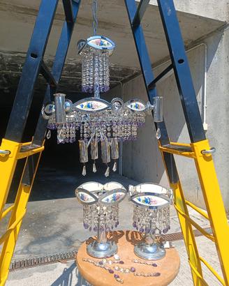lampadario vintage con abajour molto bello 