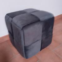 Pouf in velluto grigio nuovo 