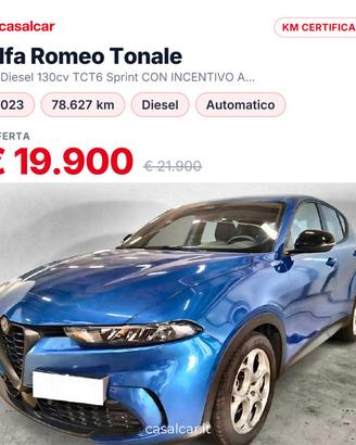 Alfa Romeo Tonale 1.6 Diesel 130cv TCT6 Sprin...