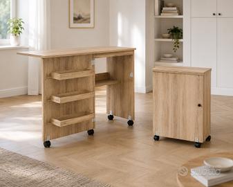 Tavolo pieghevole multifunzione con ruote – cucito