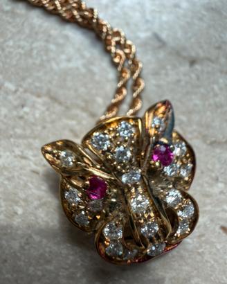 Collana in oro ,diamanti e rubini