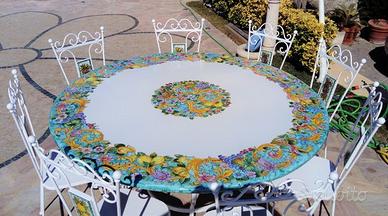 Tavolo in pietra lavica vietrese rotondo 160 cm