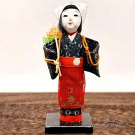 Bambola Ningyo Ohara-me Kyoto Statua Amuleto Donna