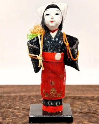 Bambola Ningyo Ohara-me Kyoto Statua Amuleto Donna