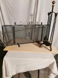 Set attrezzi x caminetto + parascintille