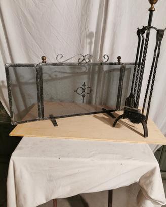 Set attrezzi x caminetto + parascintille