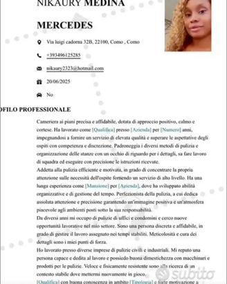 Cameriera , cameriera al piano ,pulizia ,baby
