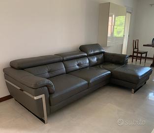 Divano in vera pelle grigio antracite