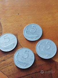 Monete da 5 lire anni 1951 1953 1954 1955