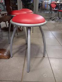 sgabelli bassi rivestimento pelle rossa 8pz 