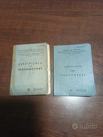 libretti di circolazione ciclomotori d'epoca 