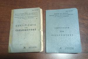 libretti di circolazione ciclomotori d'epoca 
