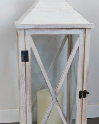 🏮Lanterna in Legno Bianco Shabby Chic