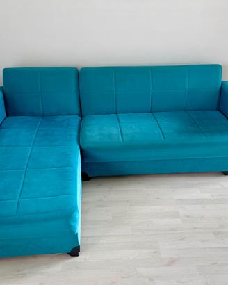 Divano angolare con chaise longue e contenitori
